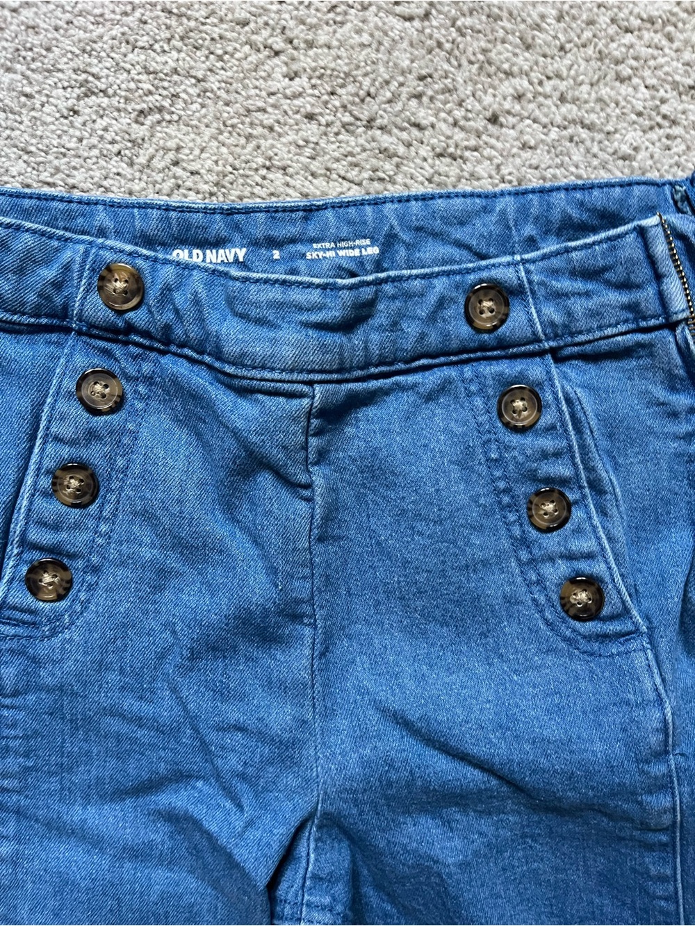 Old Navy Blue High-Rise Sailor Button Jeans